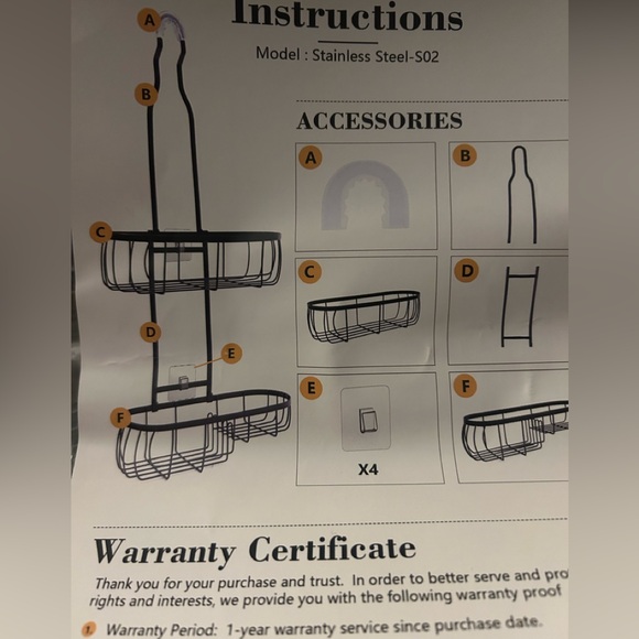 Shower Caddy Hanging Organizer for Bathroom: Over Head Hanger (Large) Stainless - Picture 2 of 4